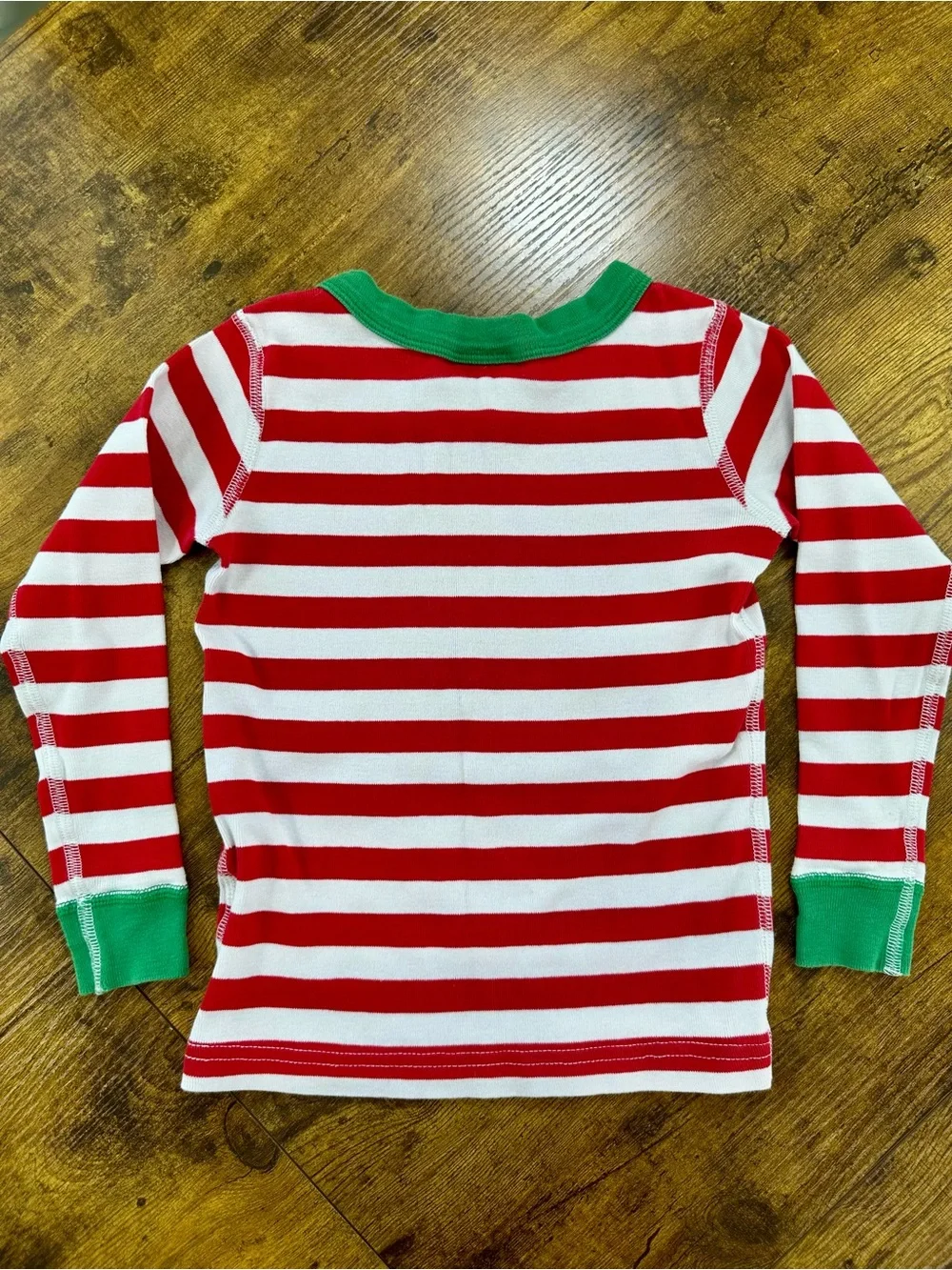 Hanna Andersson Red & White Stripe Pajama Set with Green Trim, 4T